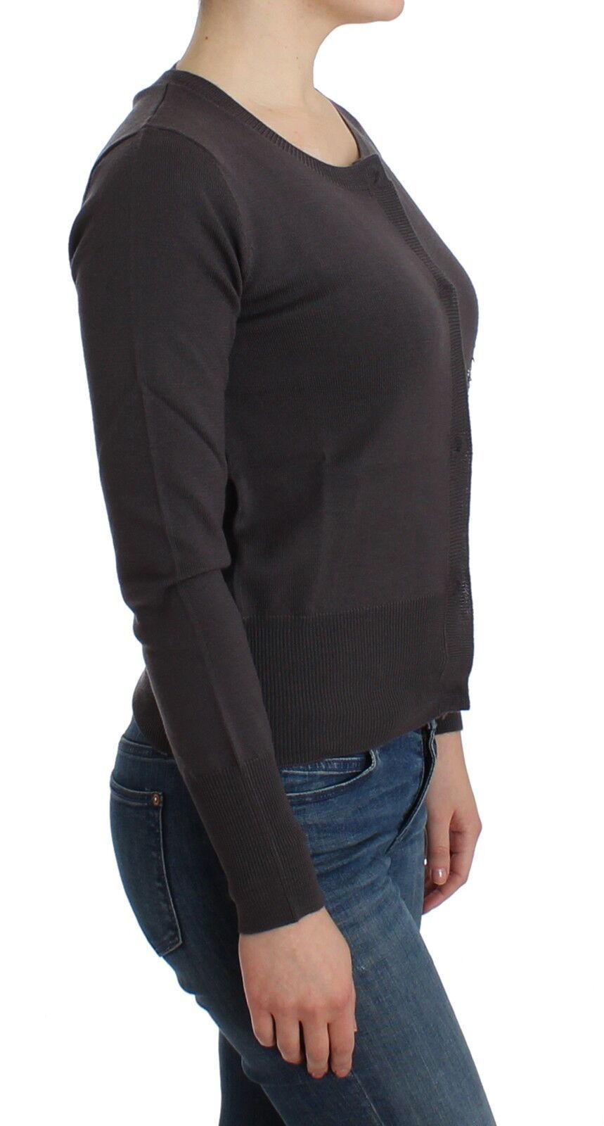 Cardigan in maglia con paillettes in lana viola di John Galliano