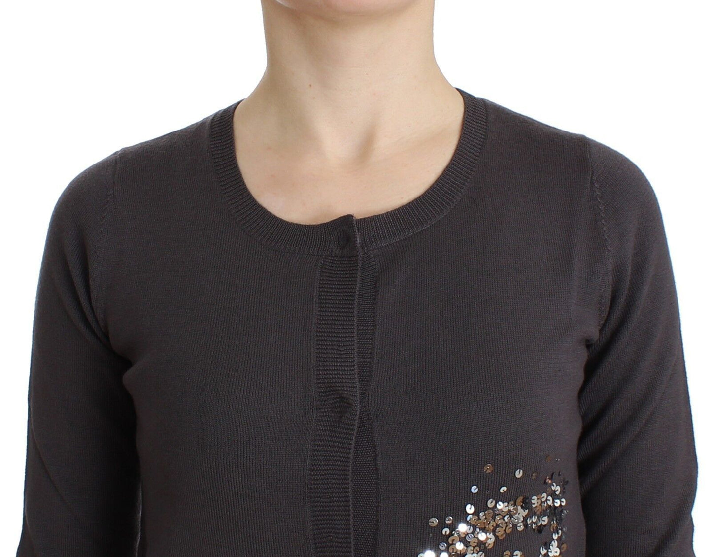 Cardigan in maglia con paillettes in lana viola di John Galliano