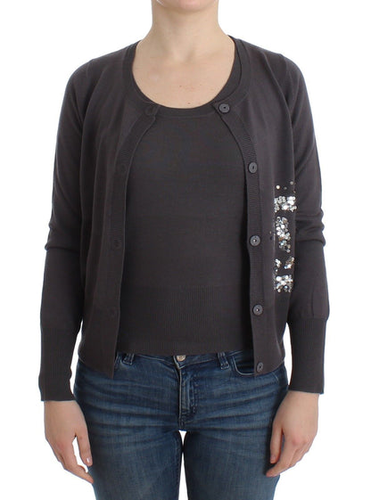 Cardigan in maglia con paillettes in lana viola di John Galliano
