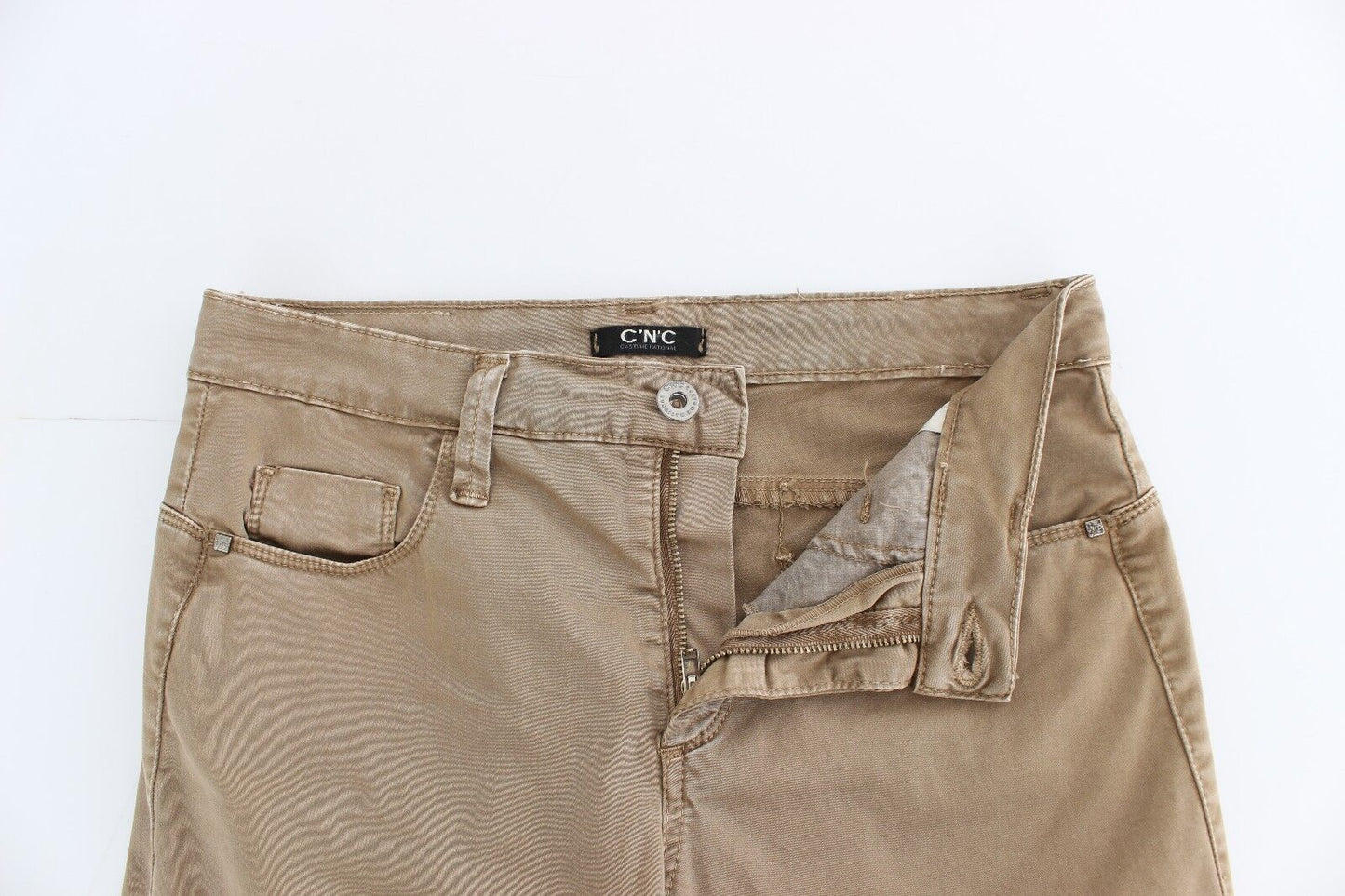 Pantaloni in denim elasticizzati a gamba dritta beige Costume National