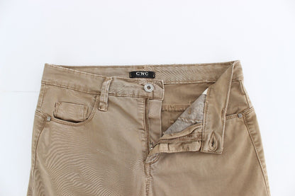 Pantaloni in denim elasticizzati a gamba dritta beige Costume National