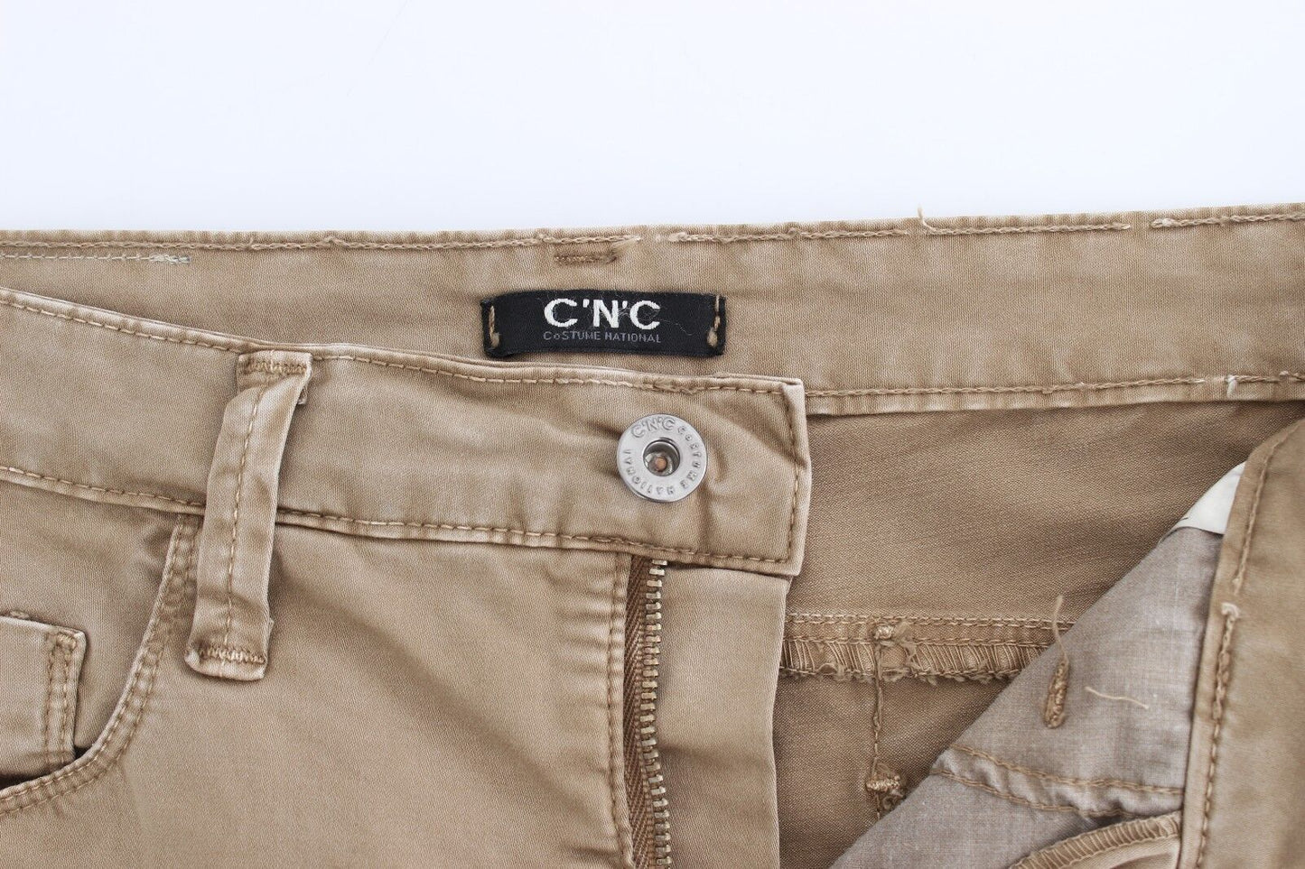 Pantaloni in denim elasticizzati a gamba dritta beige Costume National