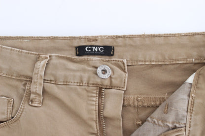 Pantaloni in denim elasticizzati a gamba dritta beige Costume National