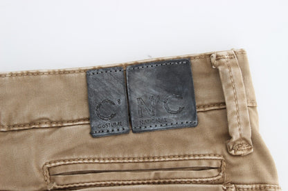 Pantaloni in denim elasticizzati a gamba dritta beige Costume National