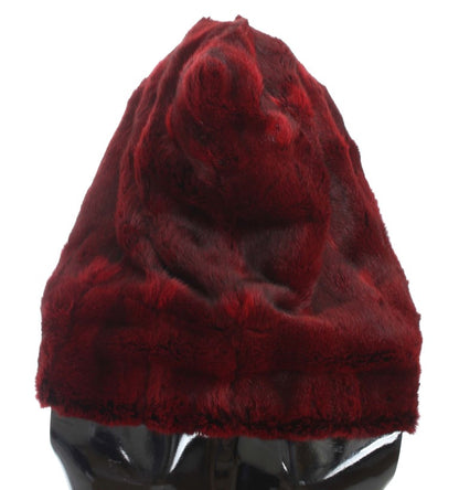 Cappello con cappuccio e sciarpa all'uncinetto in pelliccia di criceto Bordeaux Dolce &amp; Gabbana