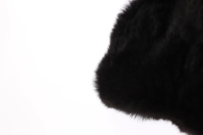 Cappello con cappuccio e sciarpa all'uncinetto in pelliccia di donnola nera Dolce &amp; Gabbana