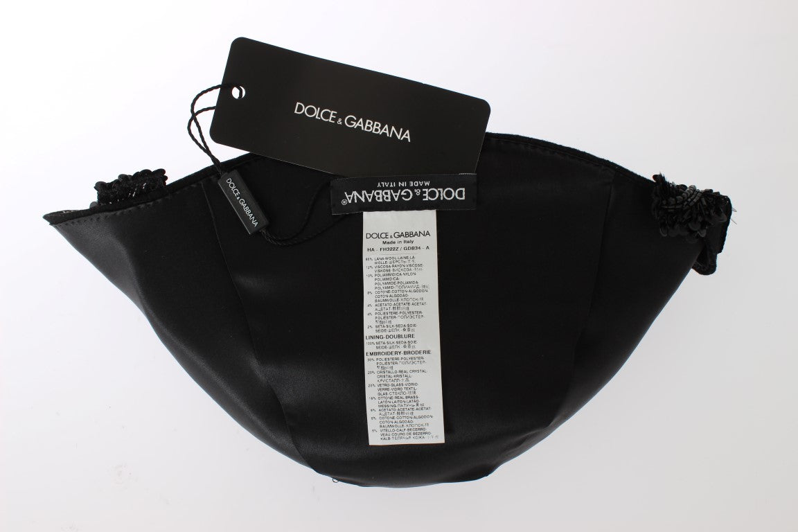 Cappello con spilla Dolce &amp; Gabbana con ciliegie dorate e cristalli neri