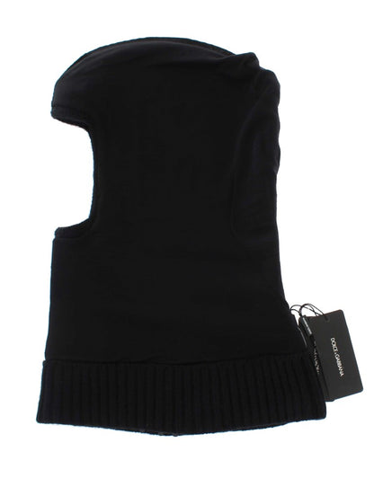 Cappello con cappuccio e sciarpa in maglia nera con paillettes Dolce &amp; Gabbana