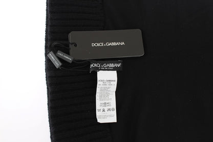 Cappello con cappuccio e sciarpa in maglia nera con paillettes Dolce &amp; Gabbana