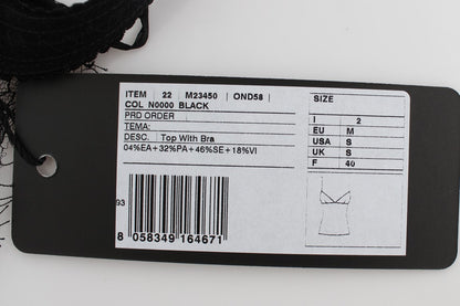 Top lingerie in pizzo floreale di seta nera Dolce &amp; Gabbana