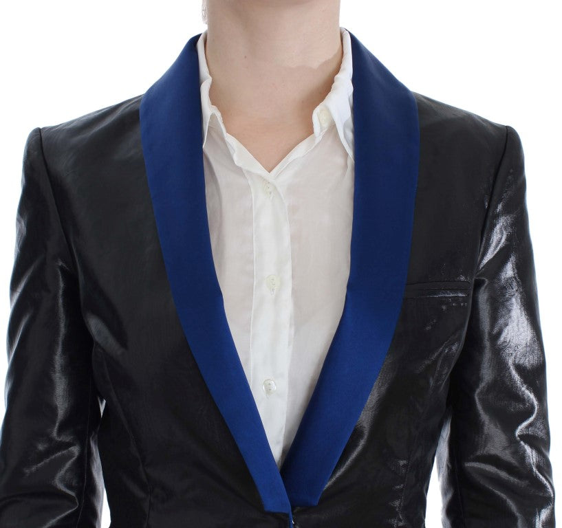 Completo due pezzi con gonna e blazer nero e blu
