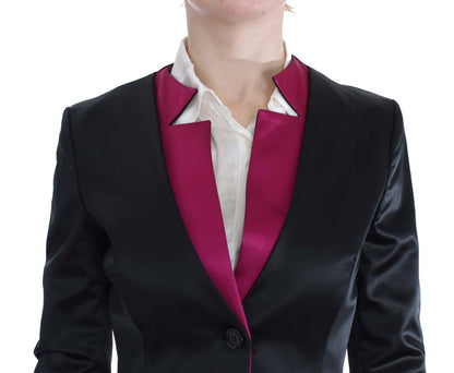 Completo due pezzi gonna e blazer nero e rosa Exte