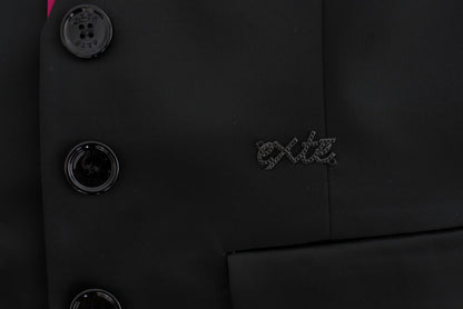 Completo due pezzi gonna e blazer nero e rosa Exte