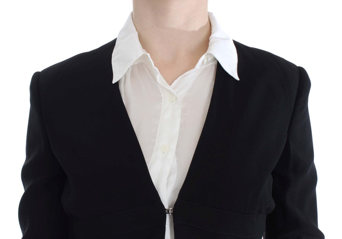 Completo due pezzi con gonna e blazer nero e blu