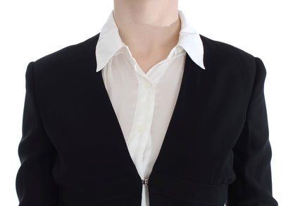 Completo due pezzi con gonna e blazer nero e blu