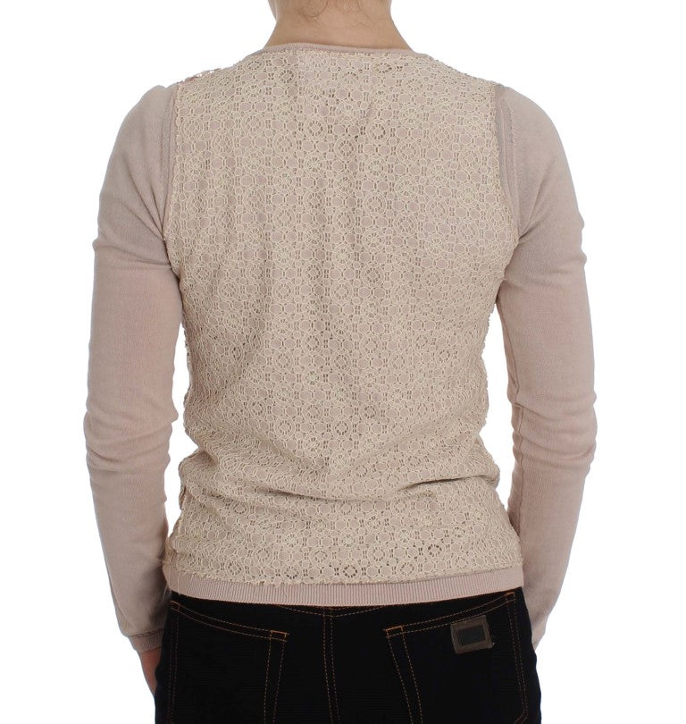PINK MEMORIES Maglione avvolgente in pizzo floreale rosa