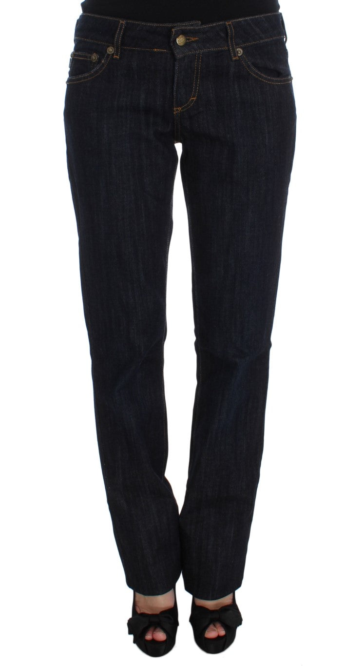 Jeans elasticizzati a taglio dritto in cotone blu Cavalli