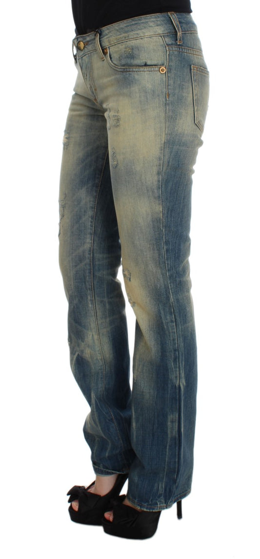 Jeans bootcut slim fit in cotone blu lavaggio Cavalli
