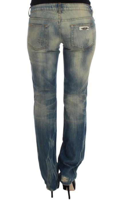 Jeans bootcut slim fit in cotone blu lavaggio Cavalli