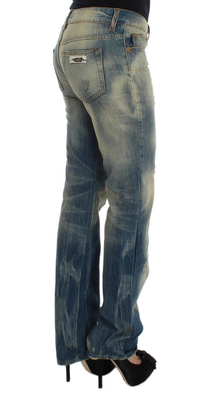 Jeans bootcut slim fit in cotone blu lavaggio Cavalli