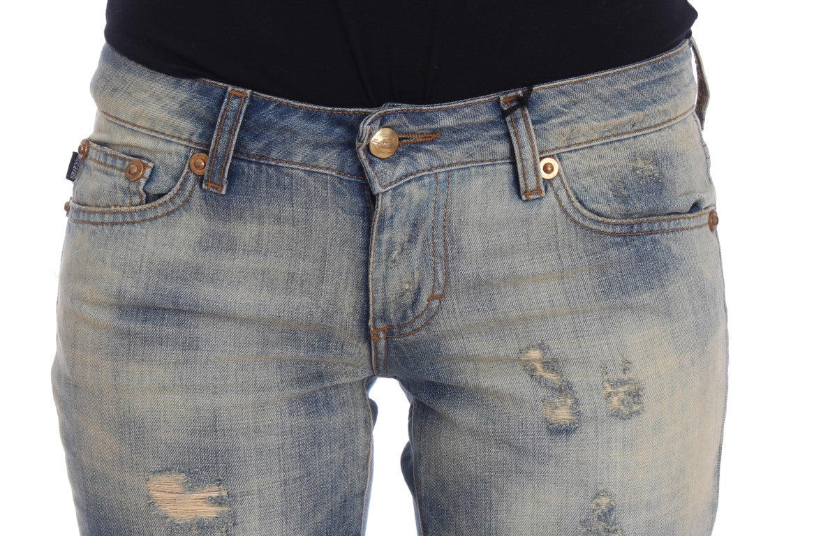 Jeans bootcut slim fit in cotone blu lavaggio Cavalli