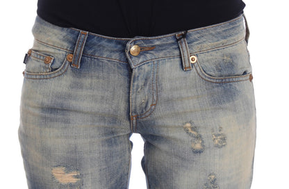 Jeans bootcut slim fit in cotone blu lavaggio Cavalli