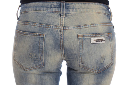Jeans bootcut slim fit in cotone blu lavaggio Cavalli