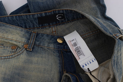 Jeans bootcut slim fit in cotone blu lavaggio Cavalli