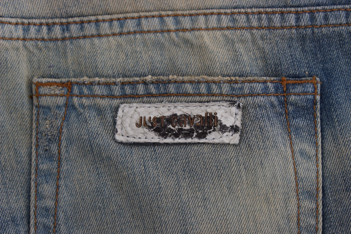 Jeans bootcut slim fit in cotone blu lavaggio Cavalli