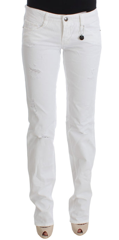Jeans bootcut slim fit in cotone bianco Costume National