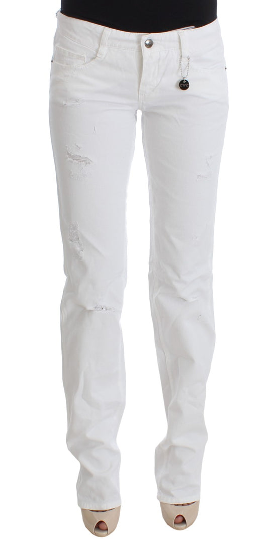 Jeans bootcut slim fit in cotone bianco Costume National