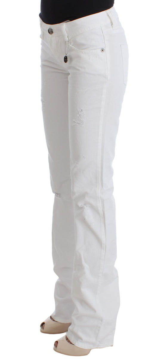 Jeans bootcut slim fit in cotone bianco Costume National
