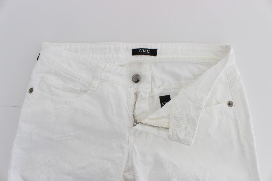 Jeans bootcut slim fit in cotone bianco Costume National