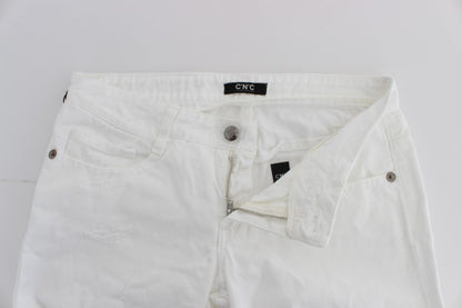 Jeans bootcut slim fit in cotone bianco Costume National