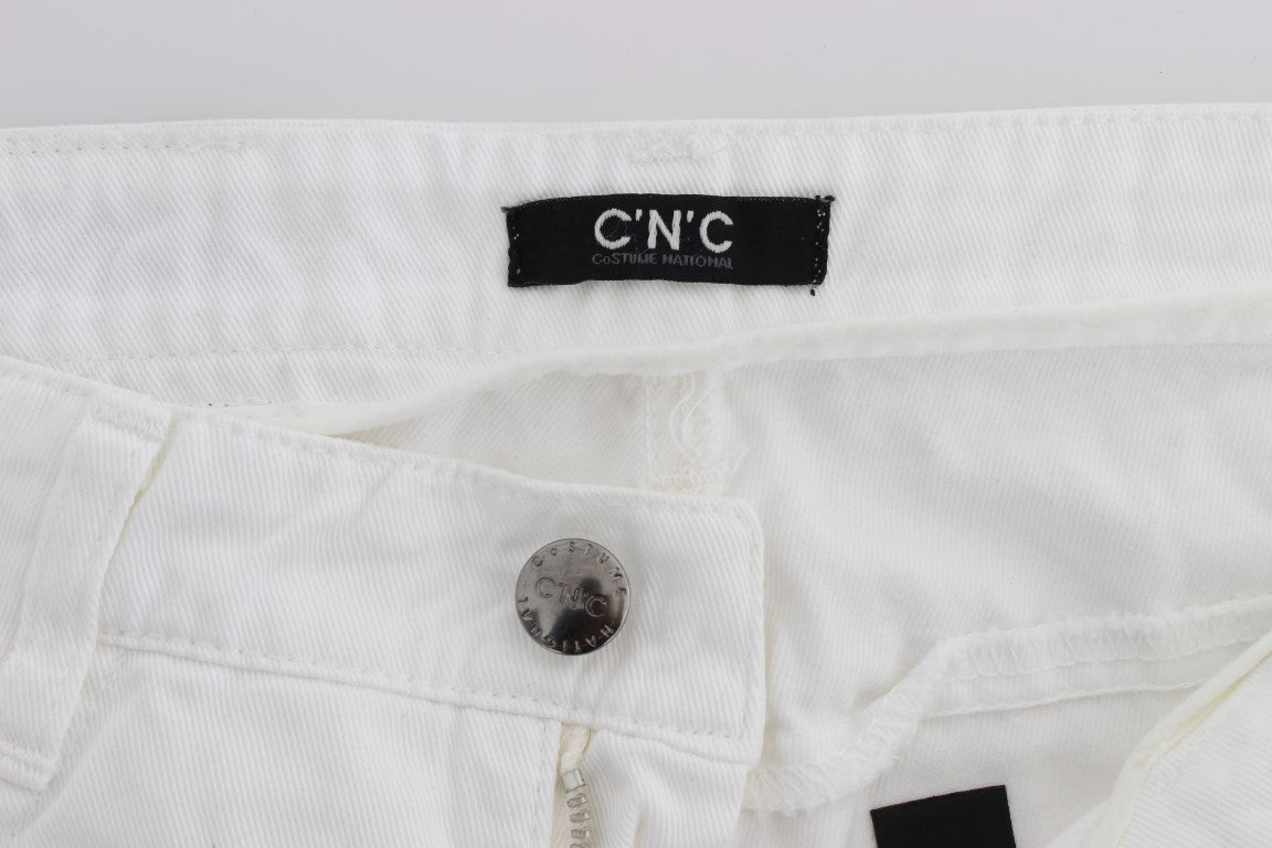 Jeans bootcut slim fit in cotone bianco Costume National