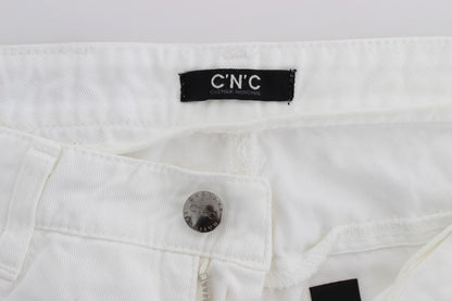Jeans bootcut slim fit in cotone bianco Costume National