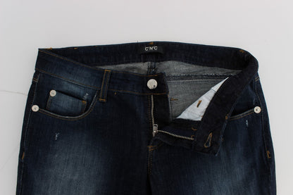 Jeans bootcut slim fit in cotone blu Costume National