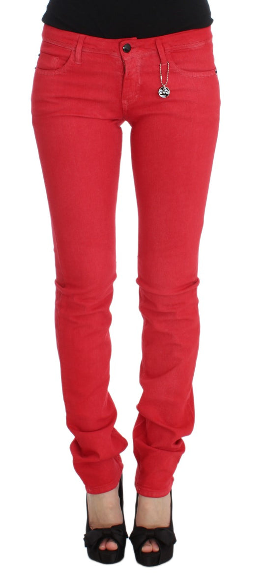 Jeans super slim fit in misto cotone rosso Costume National