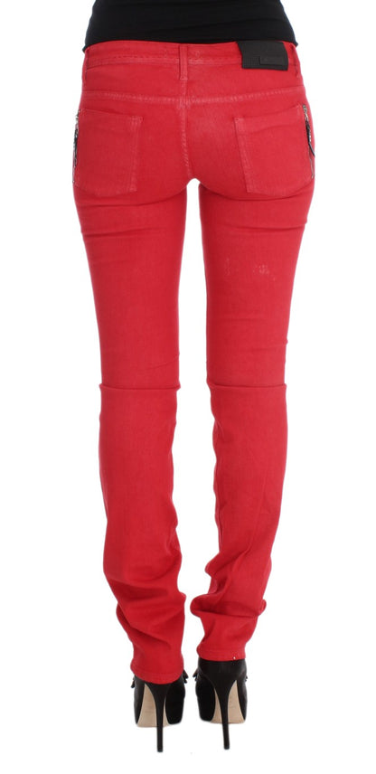Jeans super slim fit in misto cotone rosso Costume National