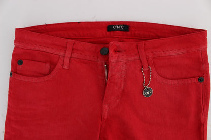 Jeans super slim fit in misto cotone rosso Costume National