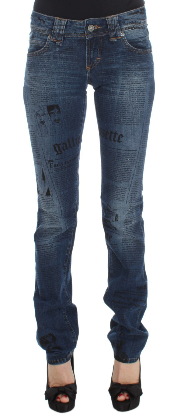 Jeans bootcut slim fit in misto cotone blu lavaggio John Galliano