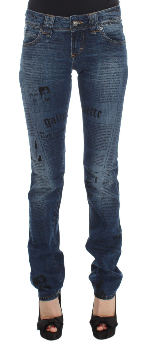 Jeans bootcut slim fit in misto cotone blu lavaggio John Galliano