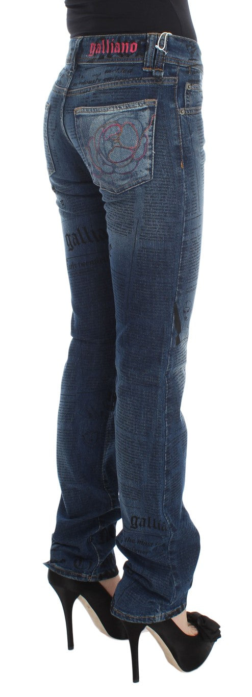 Jeans bootcut slim fit in misto cotone blu lavaggio John Galliano