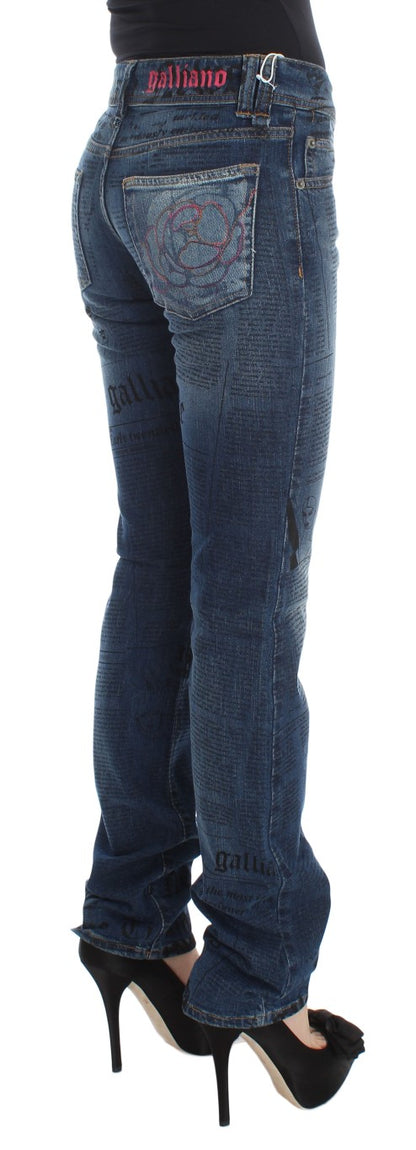 Jeans bootcut slim fit in misto cotone blu lavaggio John Galliano