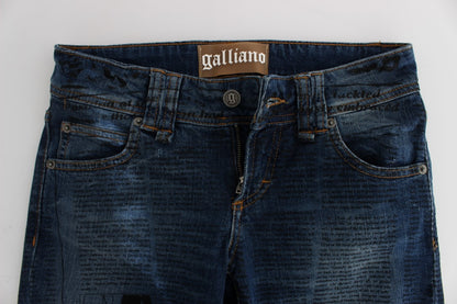Jeans bootcut slim fit in misto cotone blu lavaggio John Galliano
