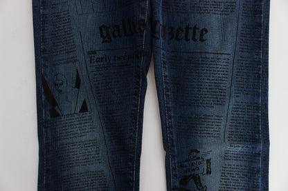 Jeans bootcut slim fit in misto cotone blu lavaggio John Galliano
