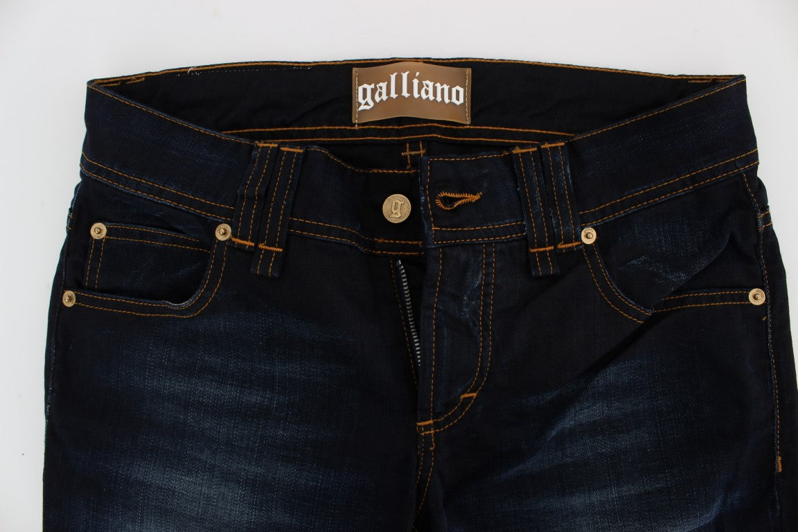 Jeans slim fit in cotone blu lavaggio John Galliano