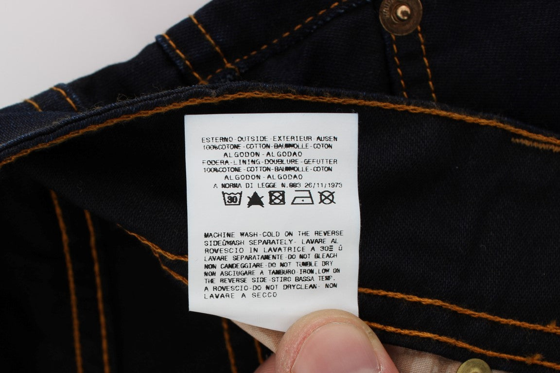 Jeans slim fit in cotone blu lavaggio John Galliano