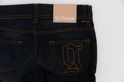 Jeans slim fit in cotone blu lavaggio John Galliano