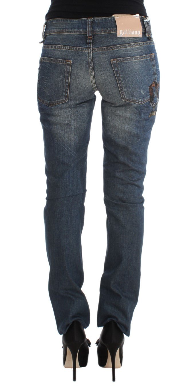 Jeans slim fit in misto cotone lavato blu John Galliano